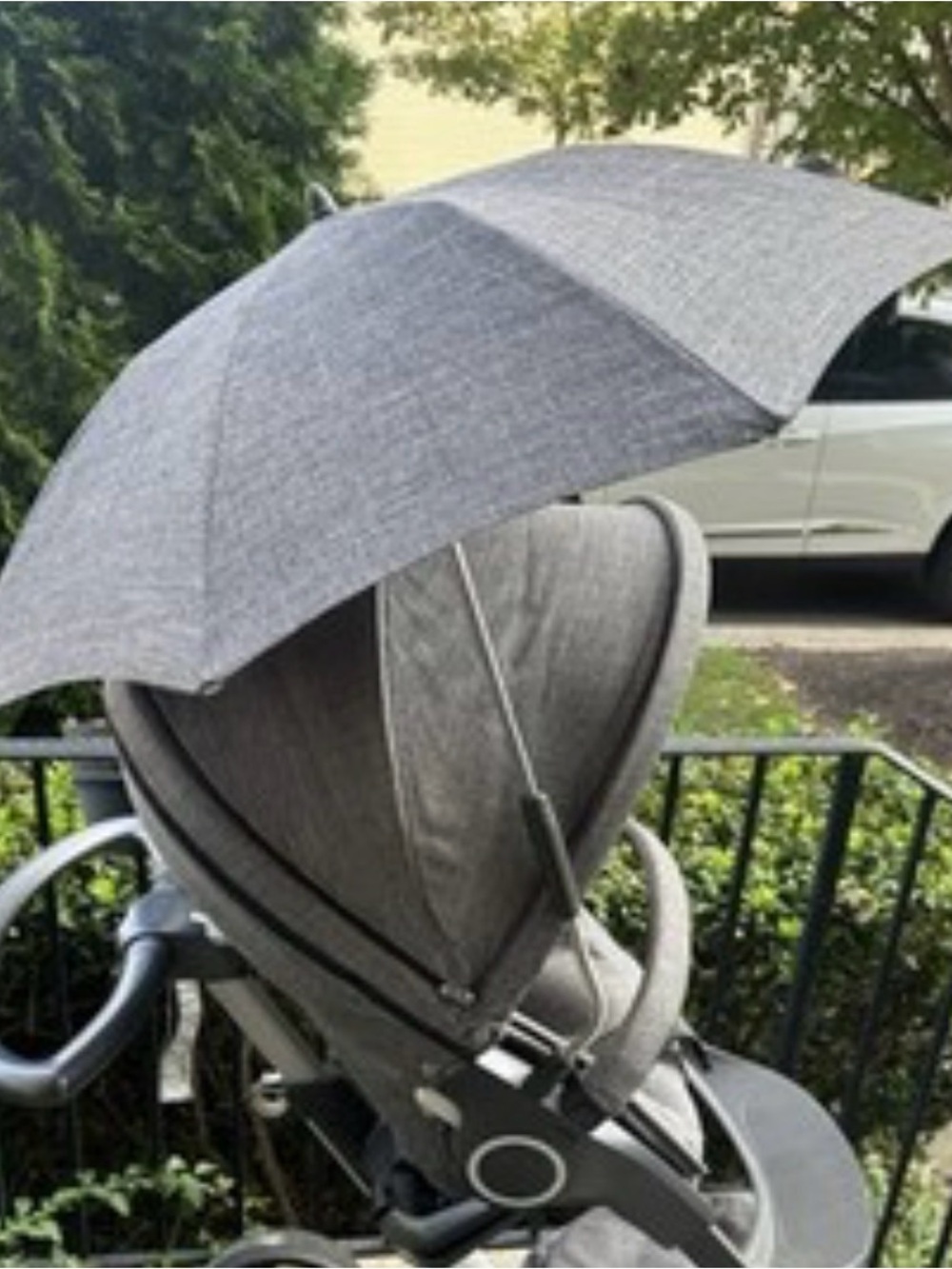 Stokke Gray Stroller Umbrella - Universal Sun & Rain Shade. New!